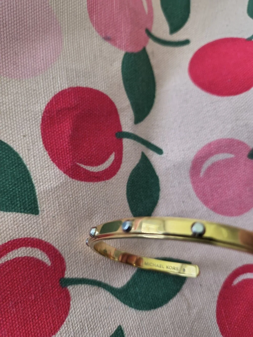 Michael Kors Heritage Astor Gold Tone Silver Studded Cuff Bangle. Estate Find
